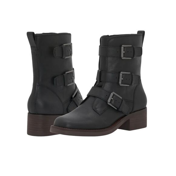 New! Lucky Brand Leather Katriny Steampunk Buckled Moto Boot - Size 7 - Picture 1 of 11